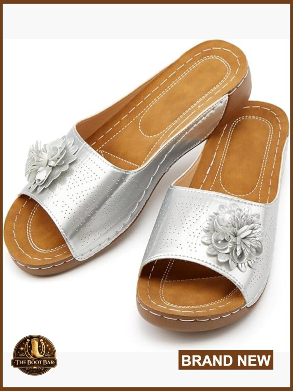 Women's Low Wedge Sandals Slide Dressy Summer Flower Comfort Platform
